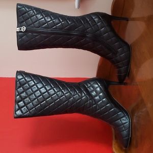 CHANEL mid calf quilted boots!